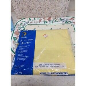 Vintage Danville Butter Yellow Fitted Sheet Size Double